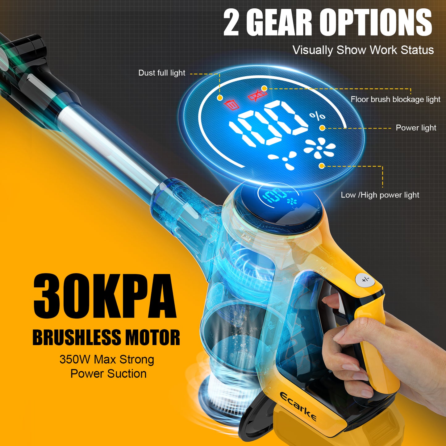 Ecarke 30KPa Cordless Vacuum Cleaner for DeWalt 20V Battery
