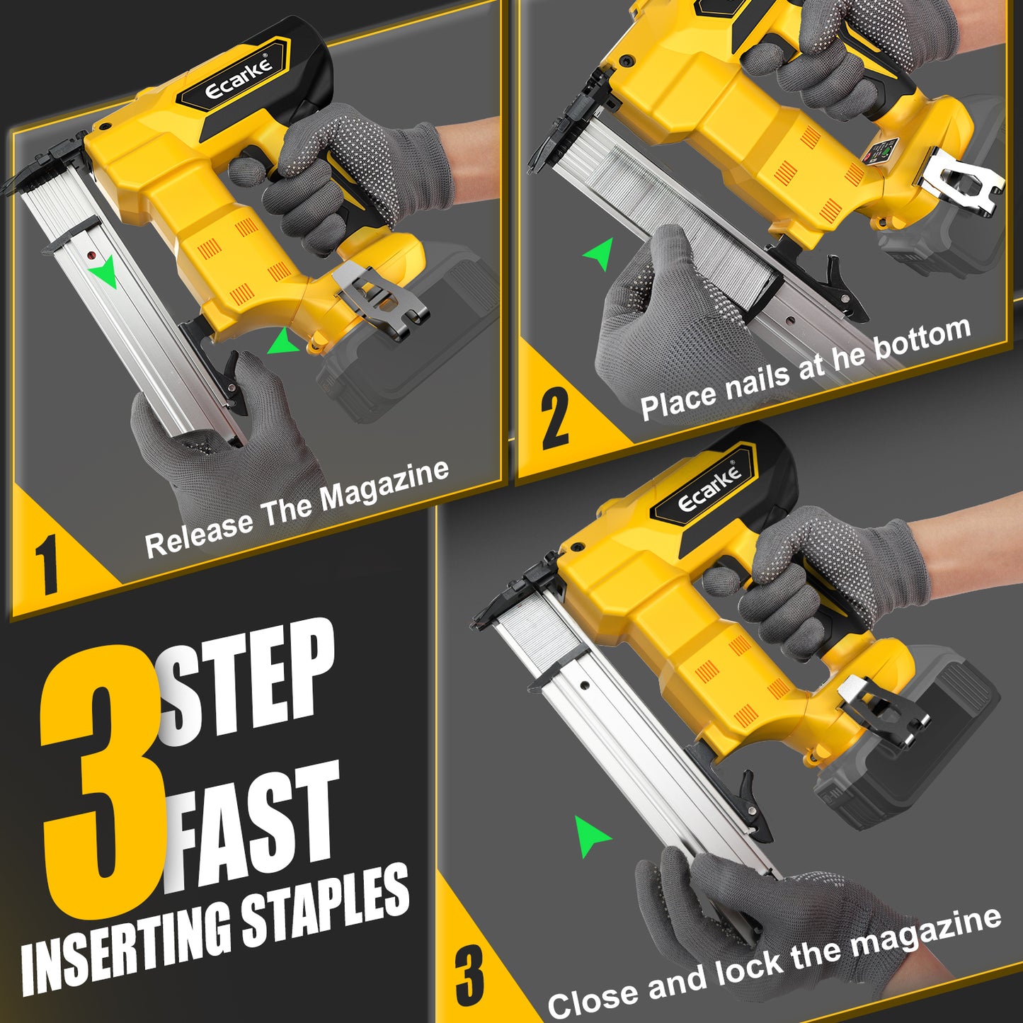 Ecarke 18GA Cordless Brad Nailer for Dewalt 20V MAX Battery