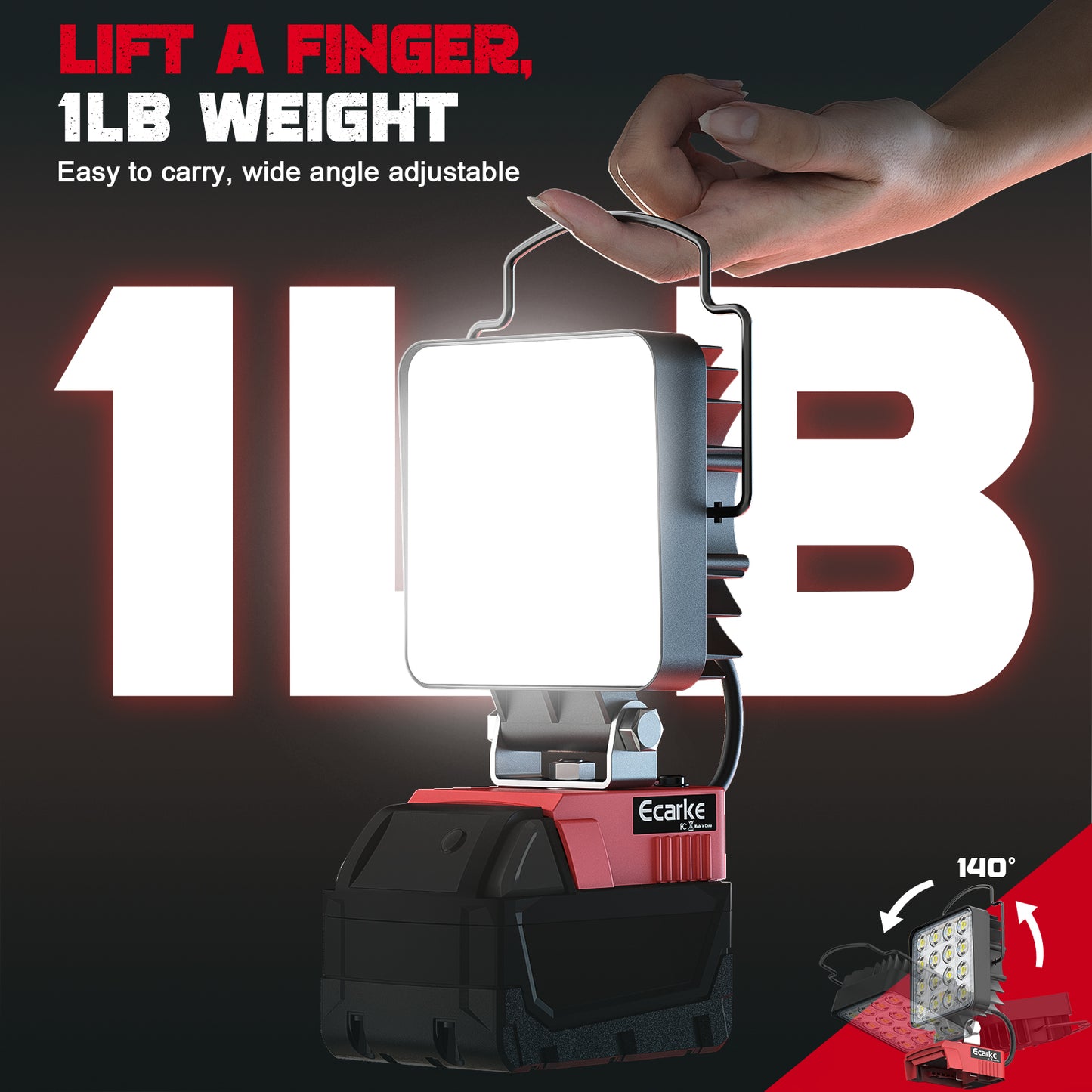 Ecarke 4800LM LED Work Light for Milwaukee m18 Battery Flashlight
