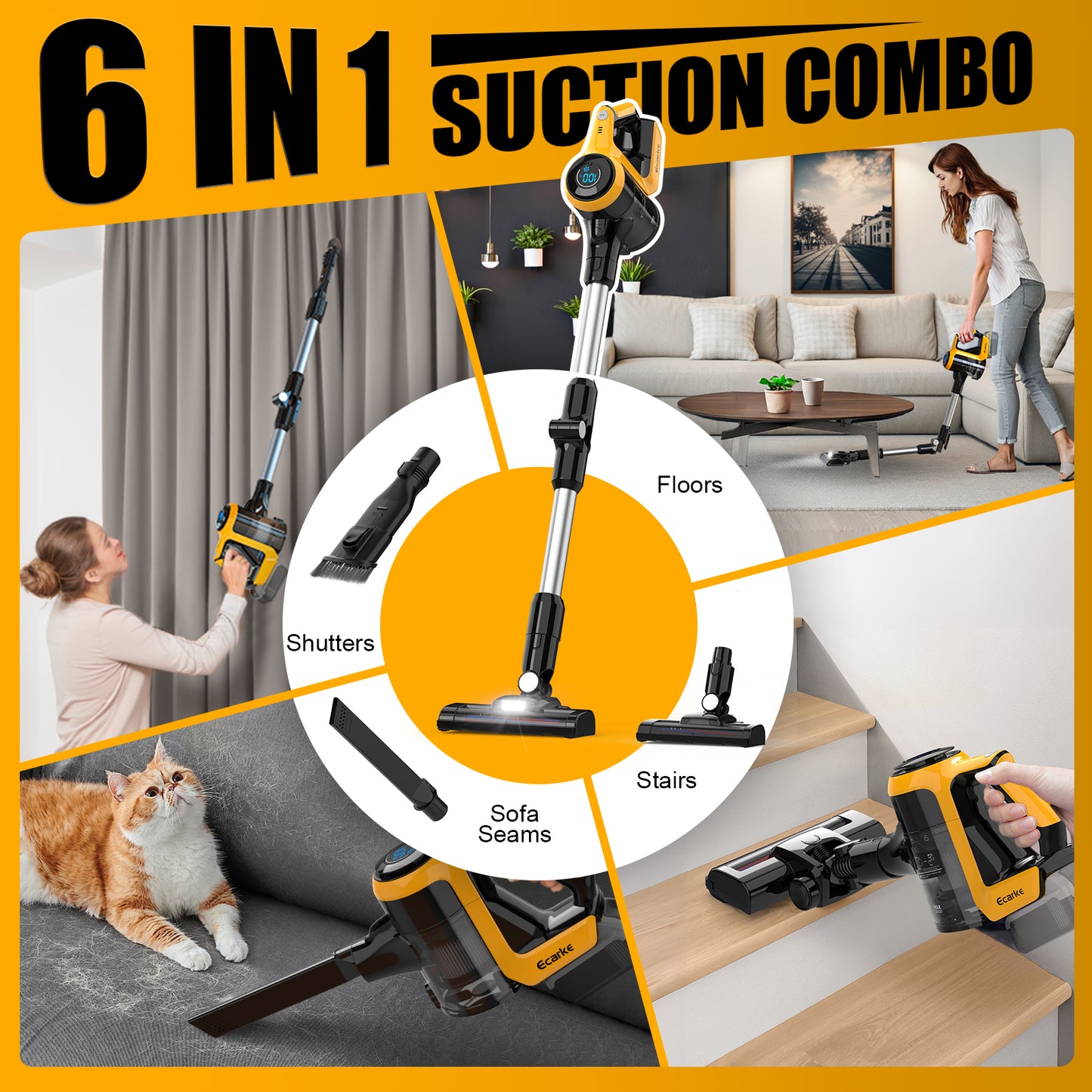 Ecarke 30KPa Cordless Vacuum Cleaner for DeWalt 20V Battery