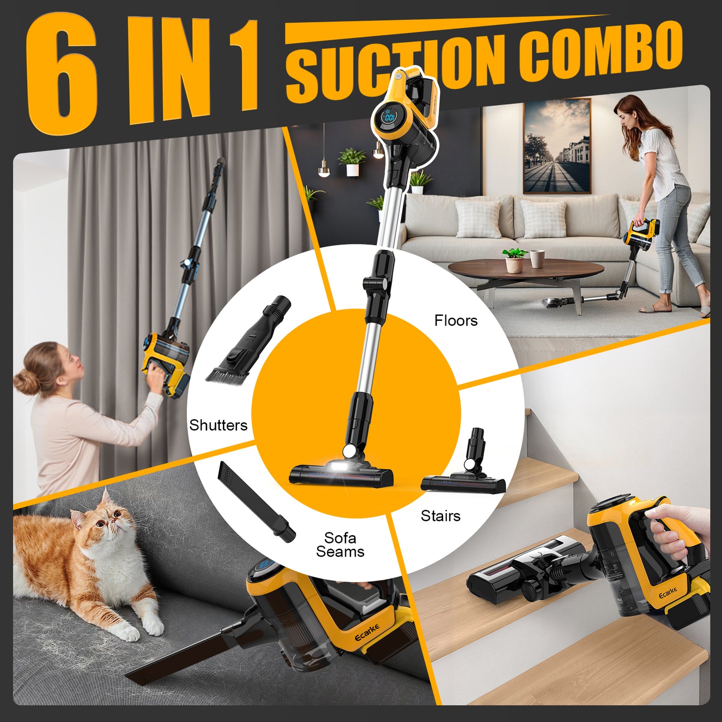 Ecarke 30KPa Cordless Vacuum Cleaner for DeWalt 20V Battery