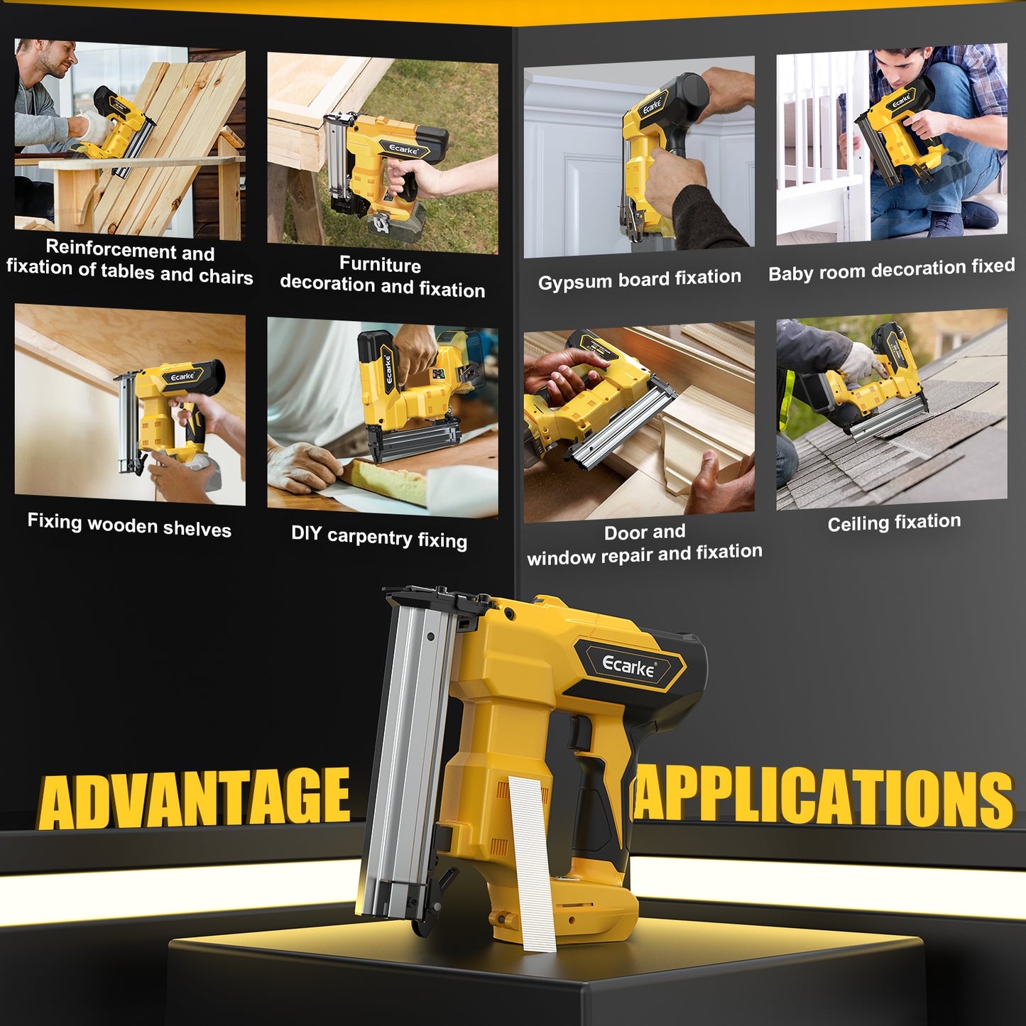 Ecarke 18GA Cordless Brad Nailer for Dewalt 20V MAX Battery