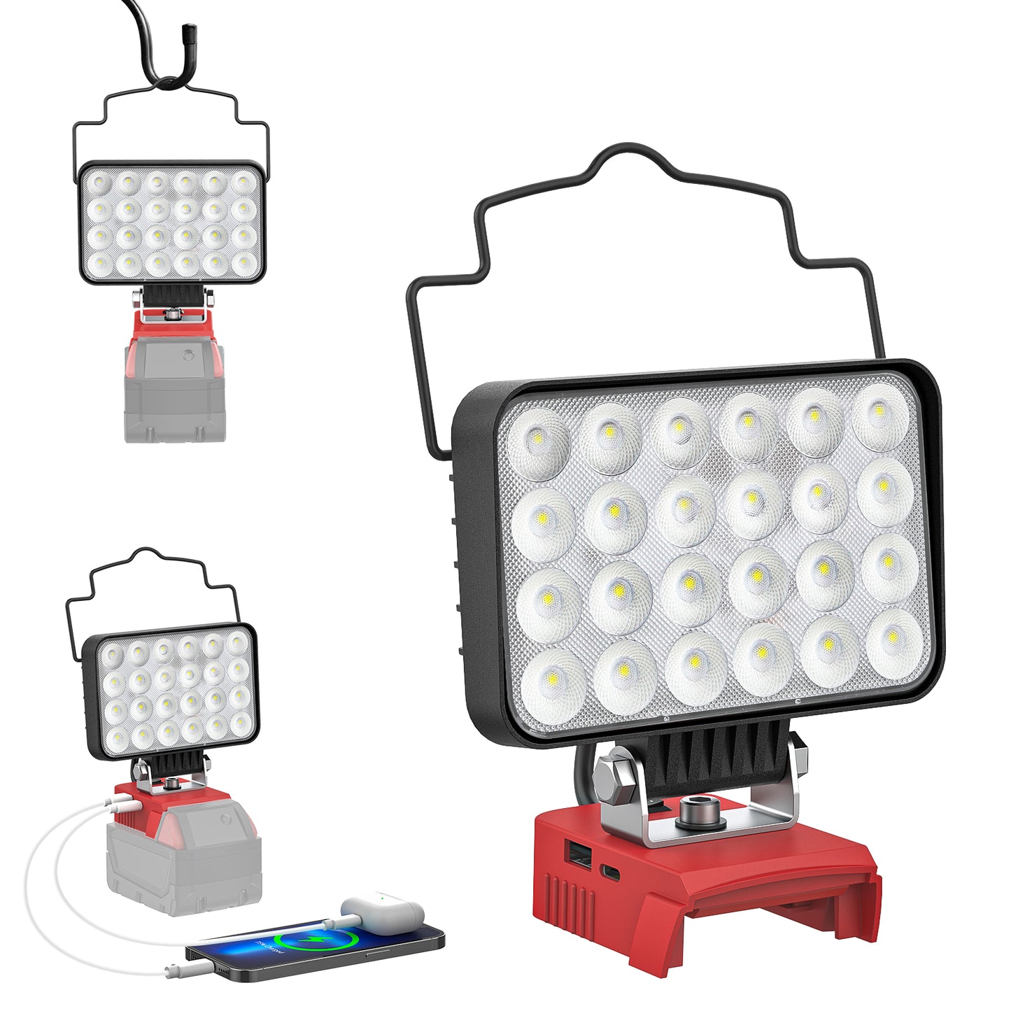 Ecark 78W 7800 Lumen Flashlight Battery Light Portable Light for Milwaukee Battery