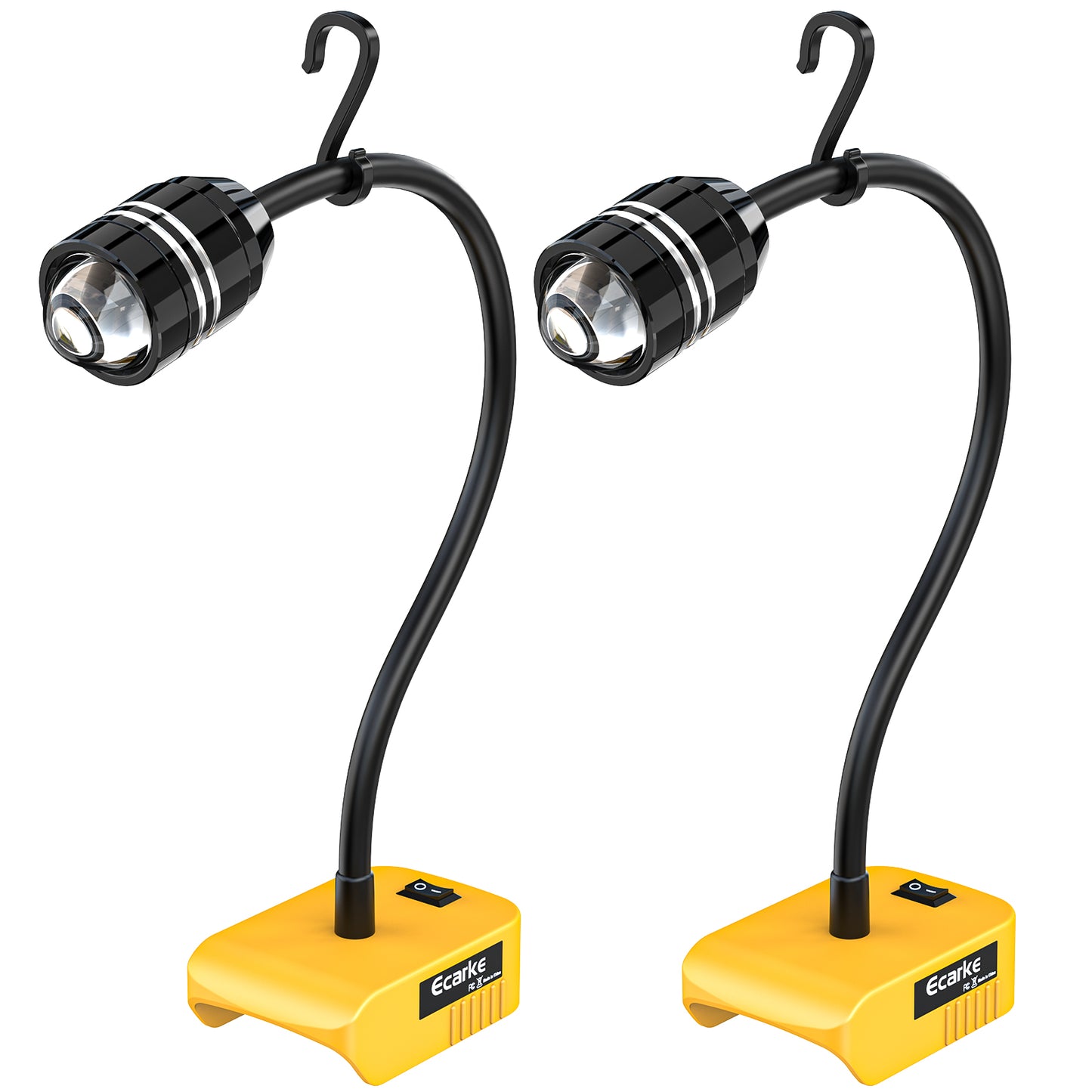 Ecarke 2 PCS LED Work Light with Flexible Gooseneck for DeWALT 20V Battery