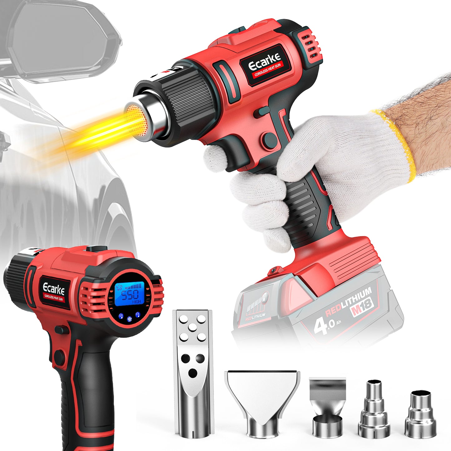 Cordless Heat Gun for Milwaukee M18 18V Battery - LCD Digital Display
