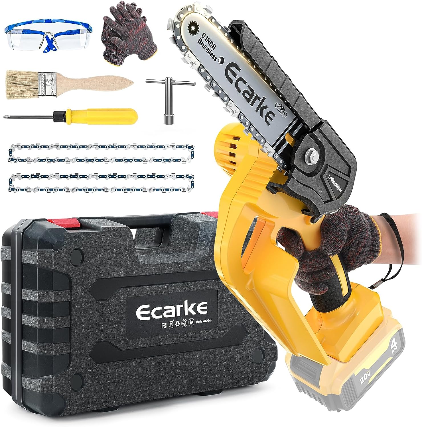Cordless Mini Chainsaw, 6-INCH Electric Power Chainsaw, Battery