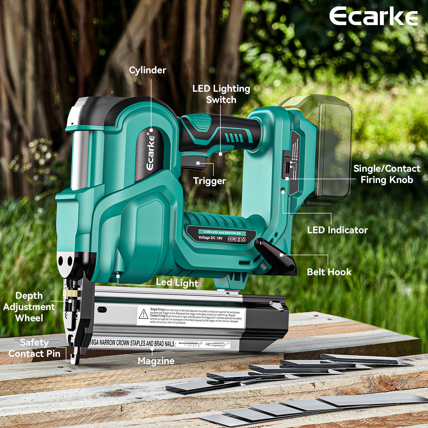Ecarke 2 in 1 Brad Nailer Cordless Stapler for Makita 18V