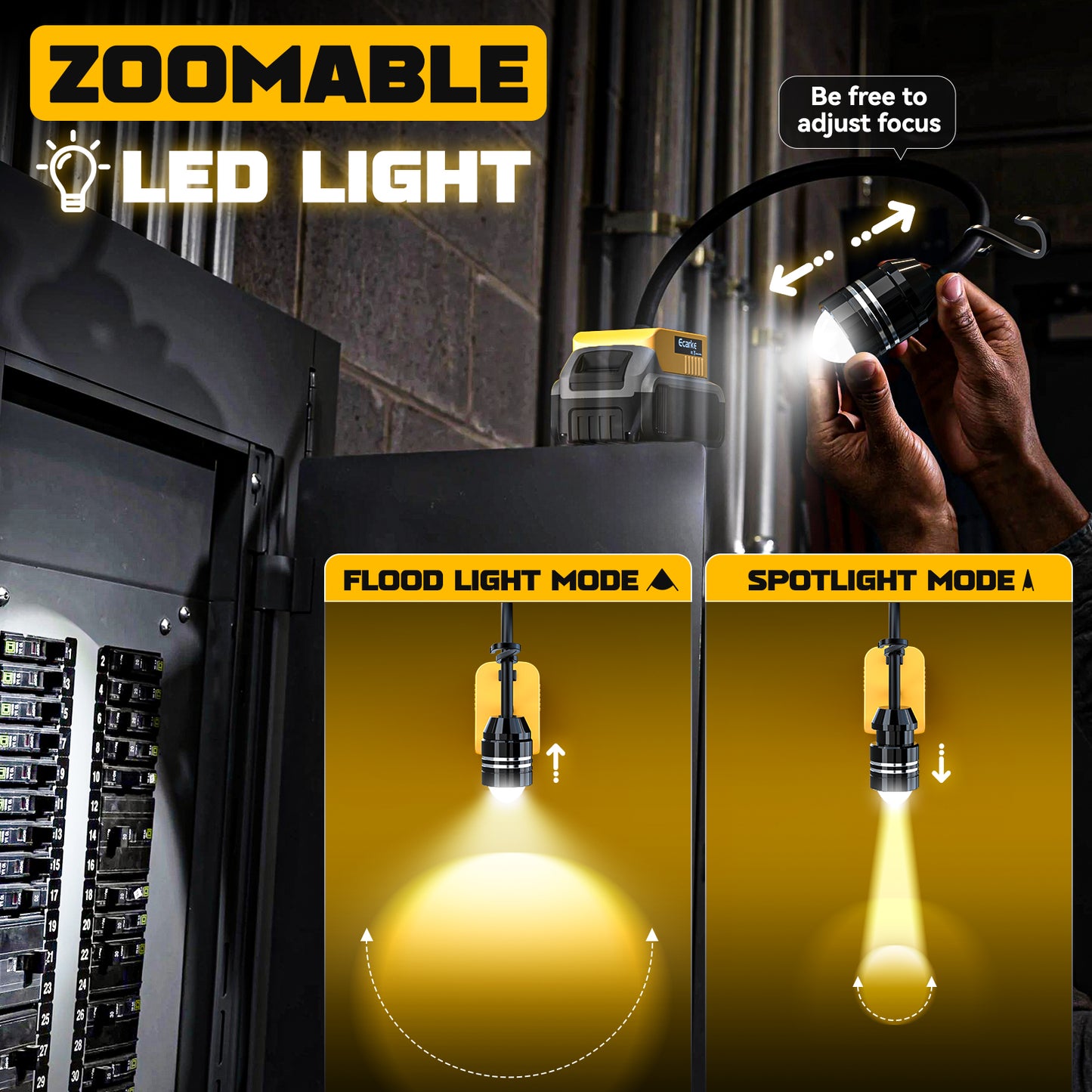 Ecarke 2 PCS LED Work Light with Flexible Gooseneck for DeWALT 20V Battery