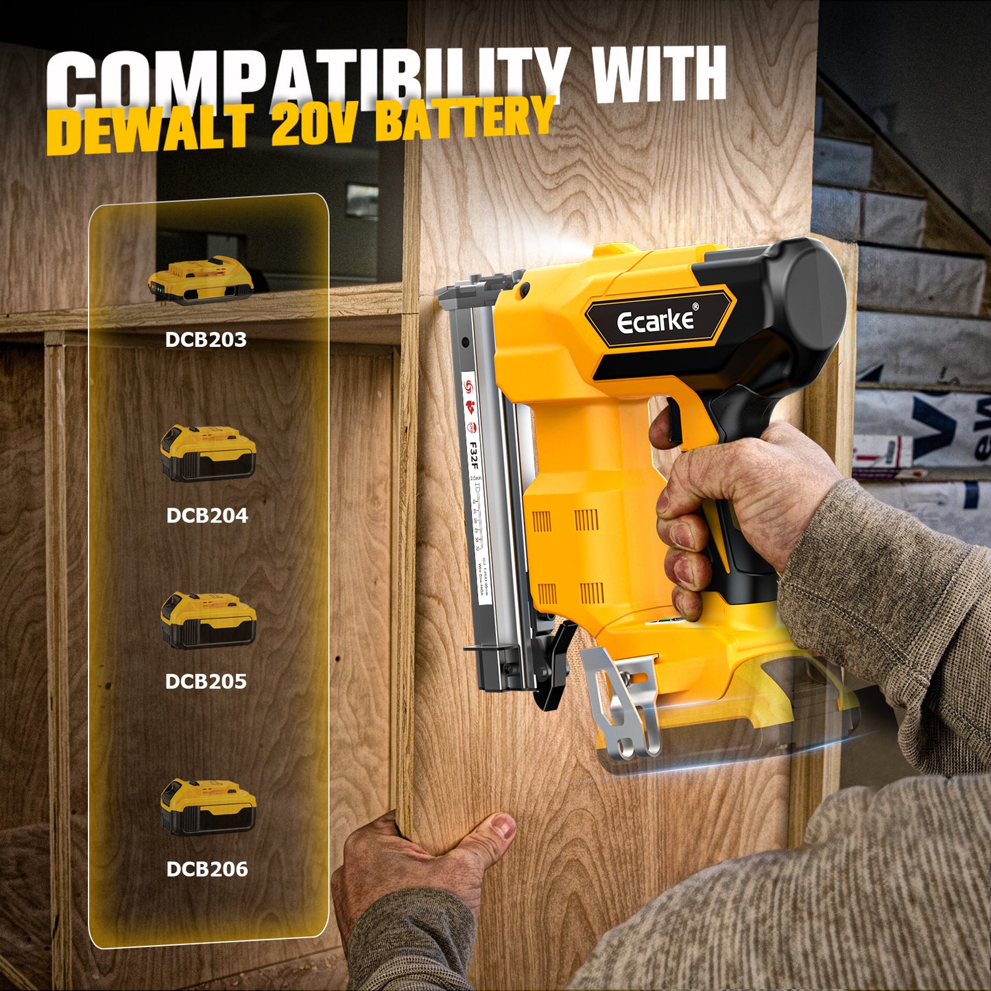 Ecarke 18Gauge Brad Nailer for Dewalt 20V Max Battery
