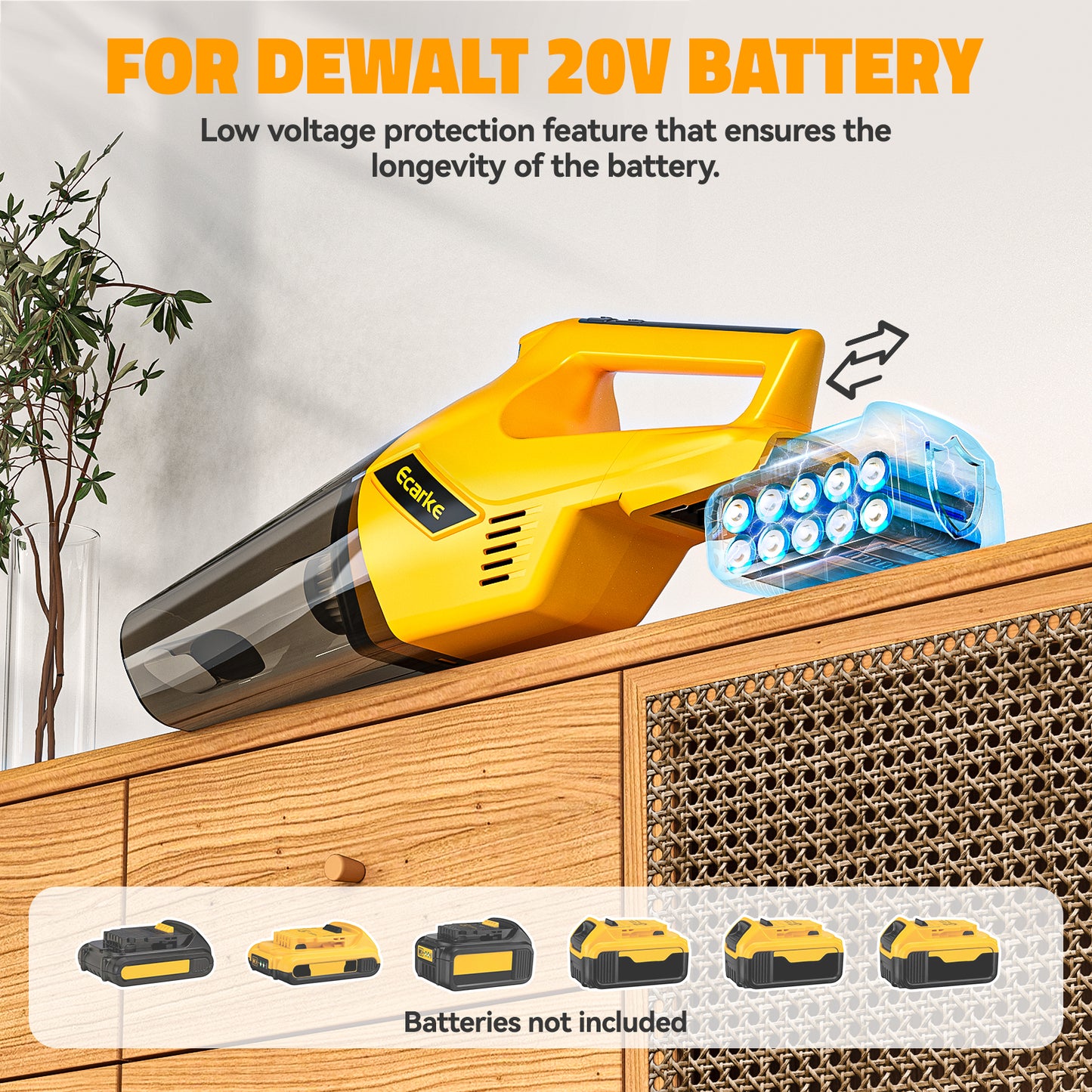 Ecarke Cordless Vacuum Cleaner Compatible with DeWALT 20v Battery