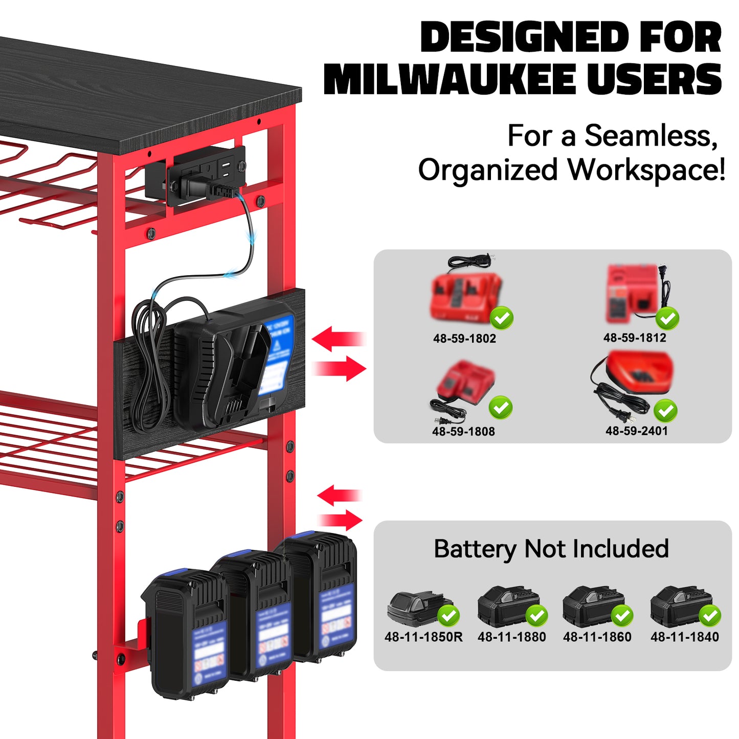 Workbench with Pegboard for Milwaukee Tools