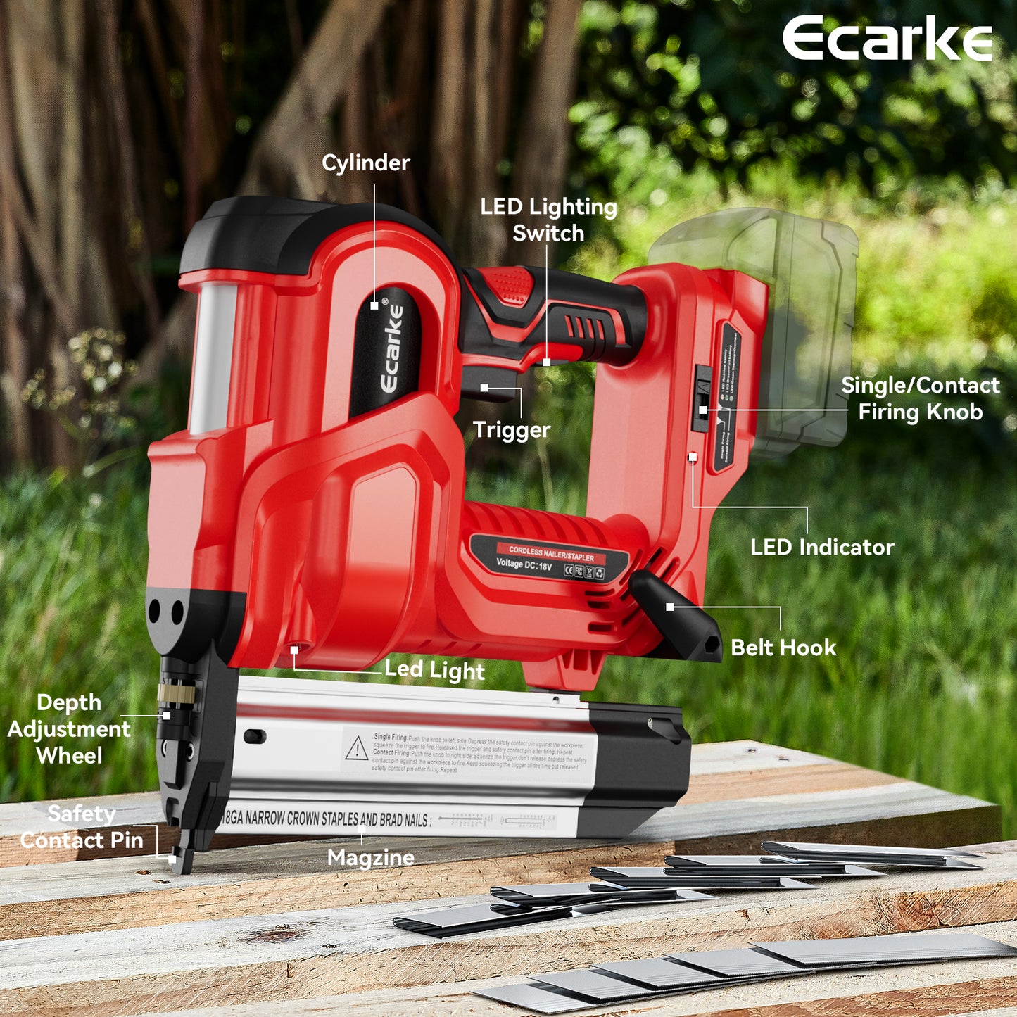 Ecarke 2 in 1 Brad Nailer Cordless Stapler for Milwaukee M18 18V