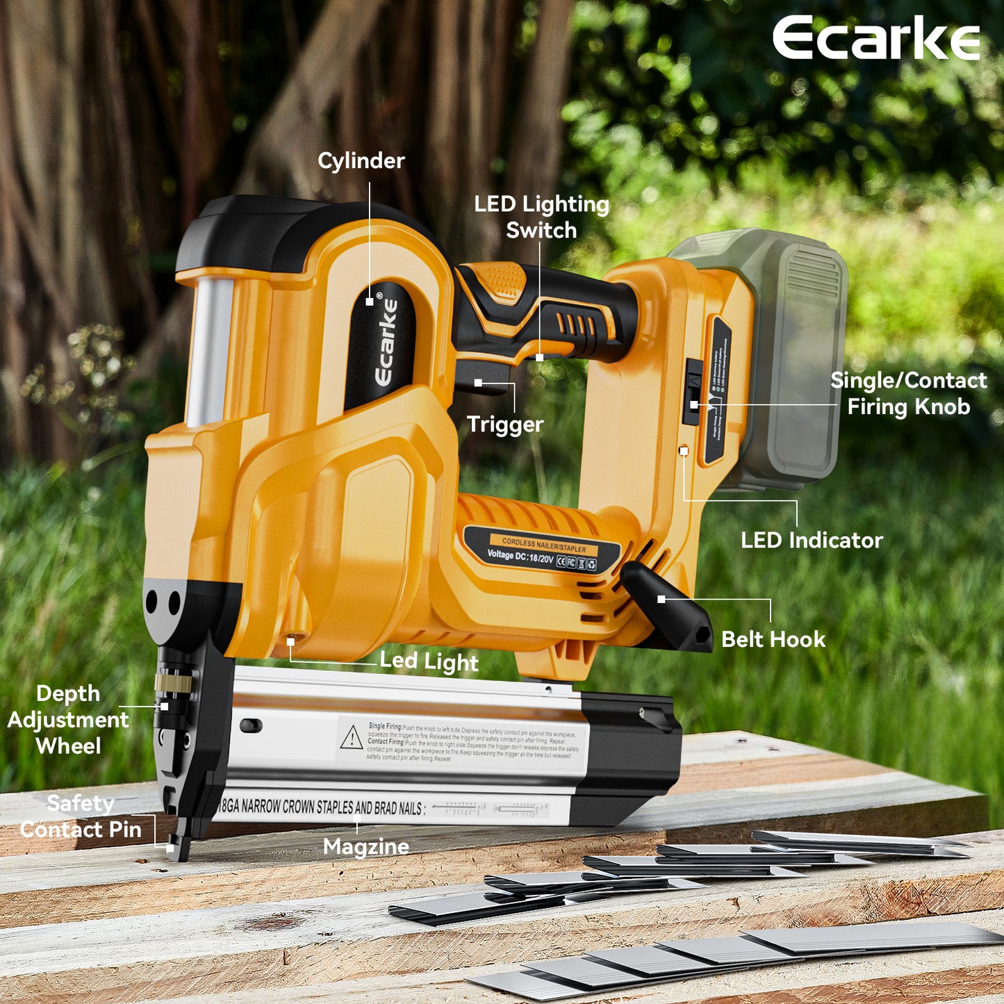 Ecarke 2 in 1 Brad Nailer Cordless Stapler for DeWalt 18V