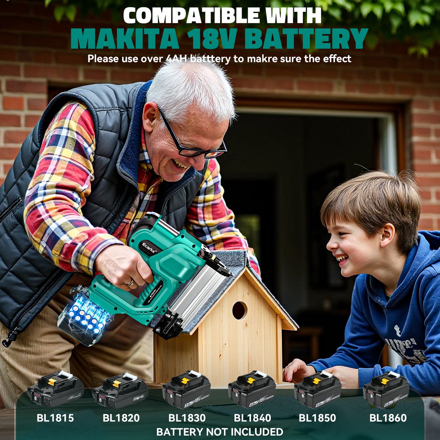 Ecarke 2 in 1 Brad Nailer Cordless Stapler for Makita 18V