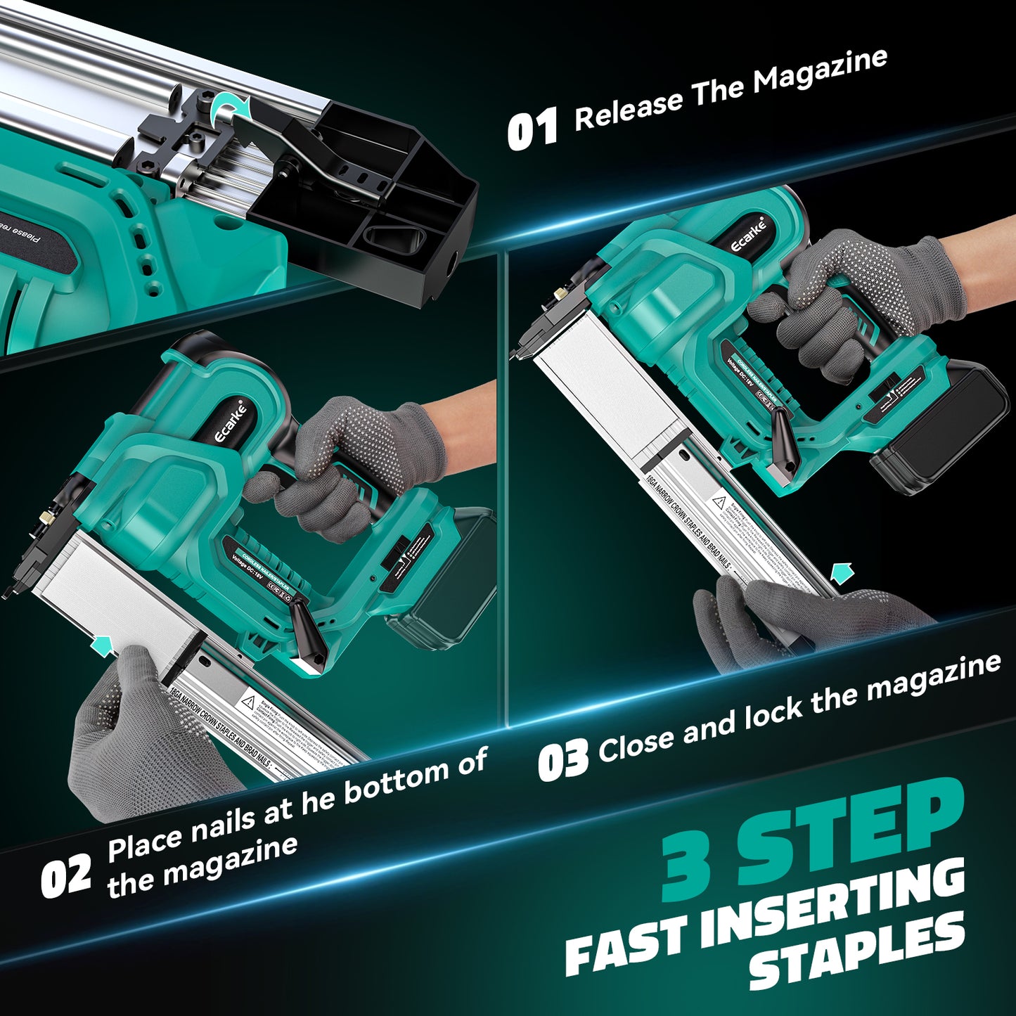 Ecarke 2 in 1 Brad Nailer Cordless Stapler for Makita 18V
