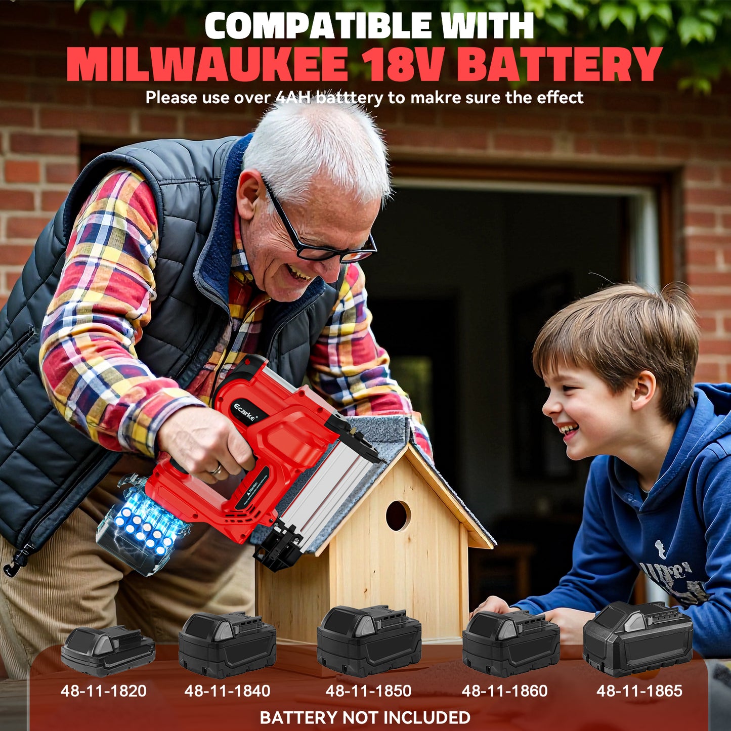Ecarke 2 in 1 Brad Nailer Cordless Stapler for Milwaukee M18 18V