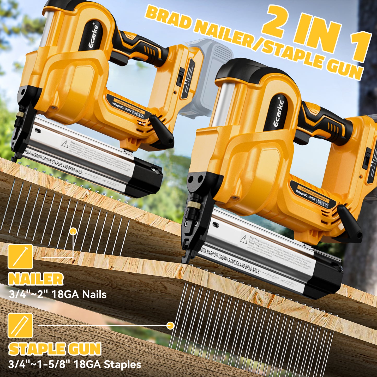 Ecarke 2 in 1 Brad Nailer Cordless Stapler for DeWalt 18V