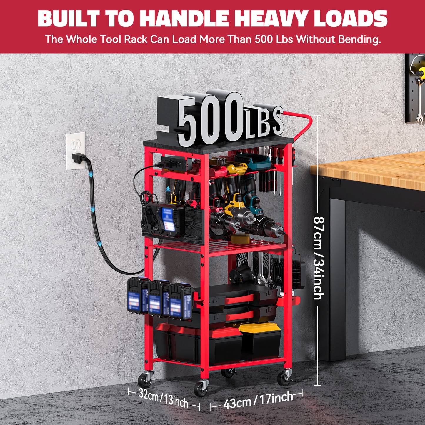 Workbench with Pegboard for Milwaukee Tools