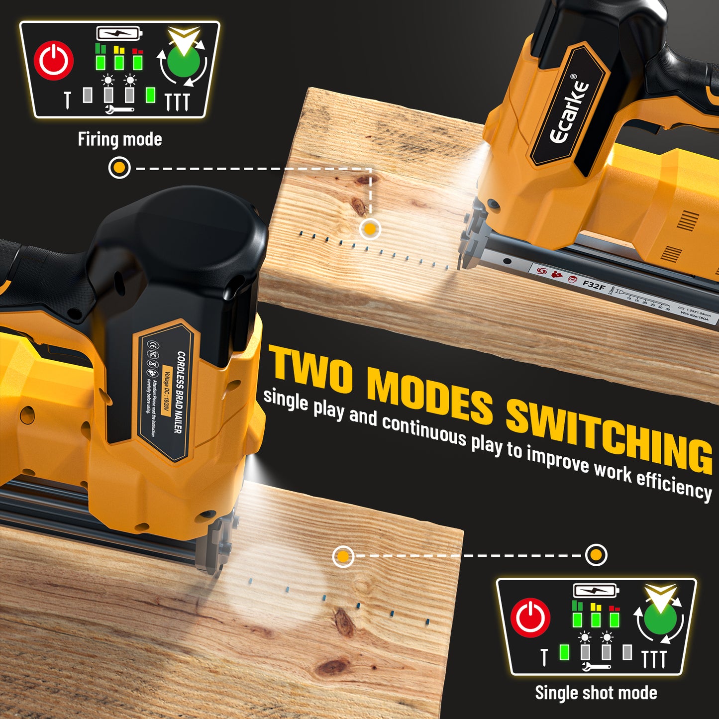 Ecarke 18Gauge Brad Nailer for Dewalt 20V Max Battery