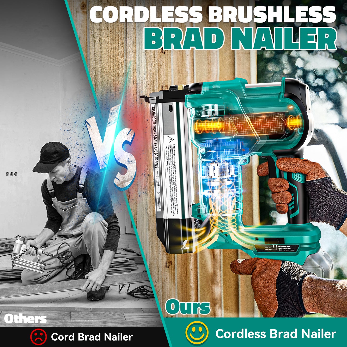 Ecarke 2 in 1 Brad Nailer Cordless Stapler for Makita 18V
