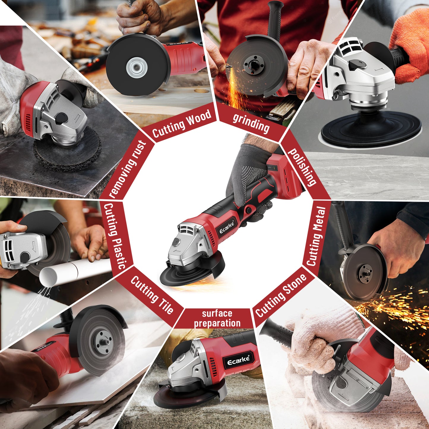 Ecarke Cordless Power Angle Grinder for Milwaukee 18v Battery
