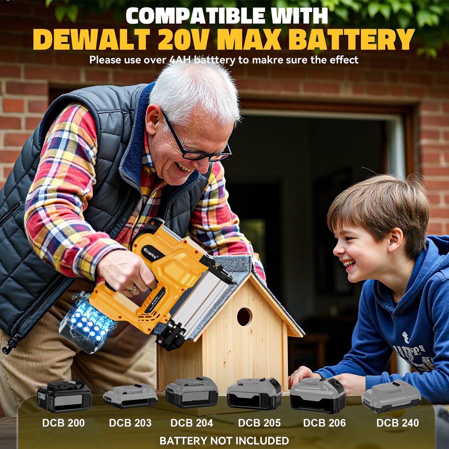 Ecarke 2 in 1 Brad Nailer Cordless Stapler for DeWalt 18V