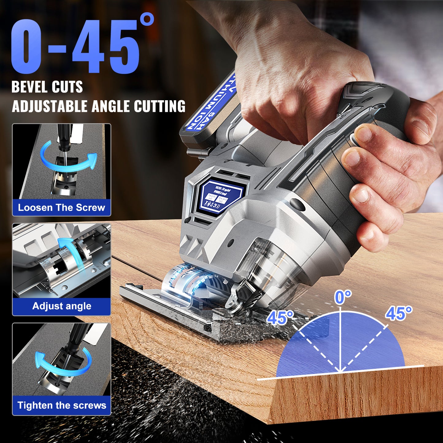 Cordless Jigsaw Tool Compatible with Dewalt 20V Battery, Variable Speed, LED Light