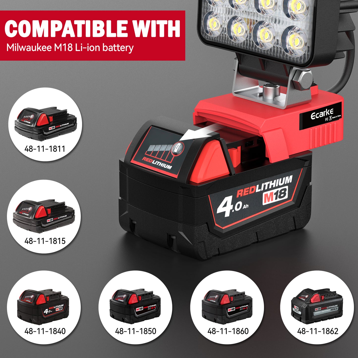 48W LED Work Light for Milwaukee M18 18V Battery