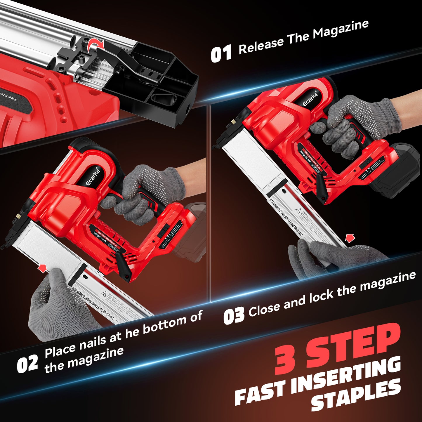 Ecarke 2 in 1 Brad Nailer Cordless Stapler for Milwaukee M18 18V