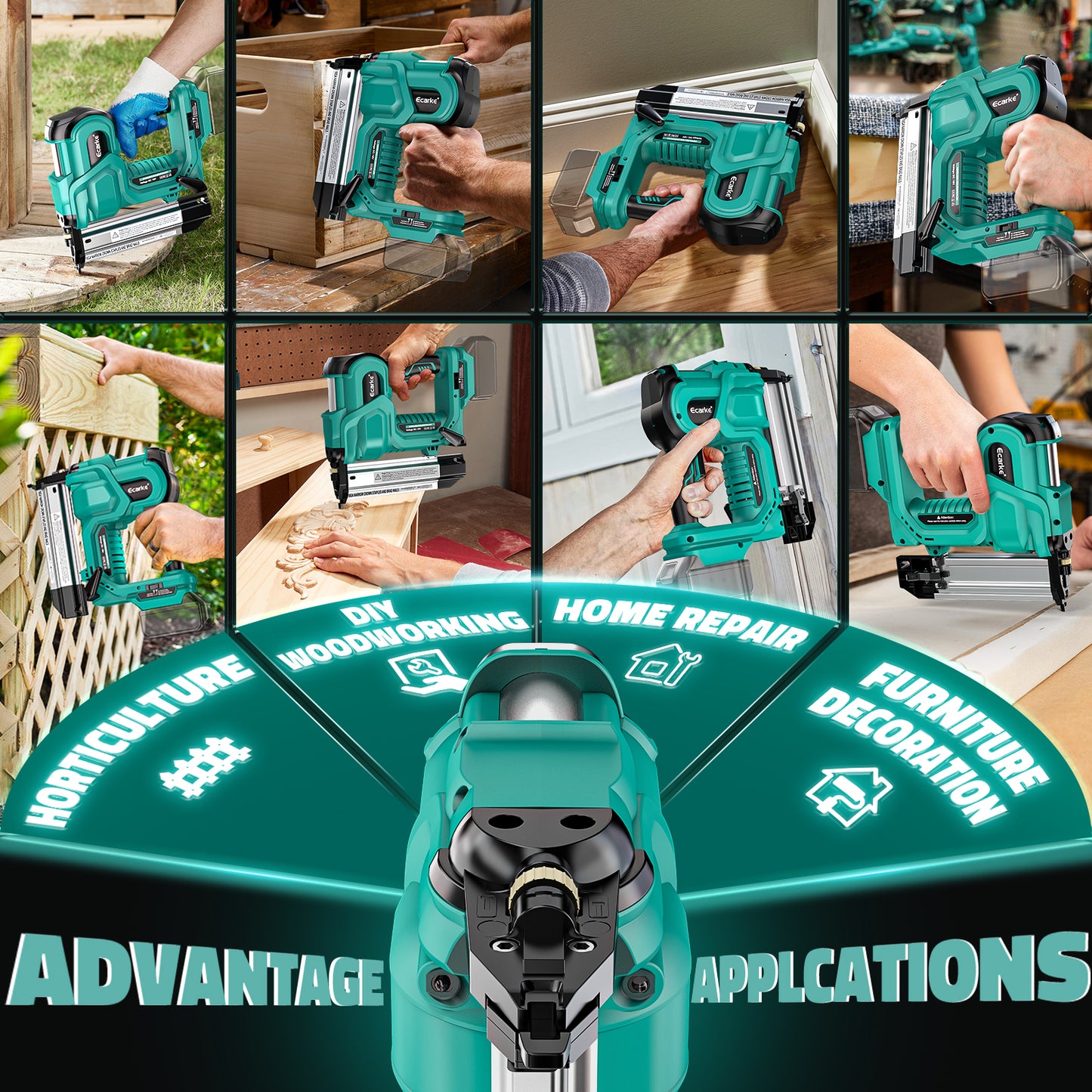 Ecarke 2 in 1 Brad Nailer Cordless Stapler for Makita 18V