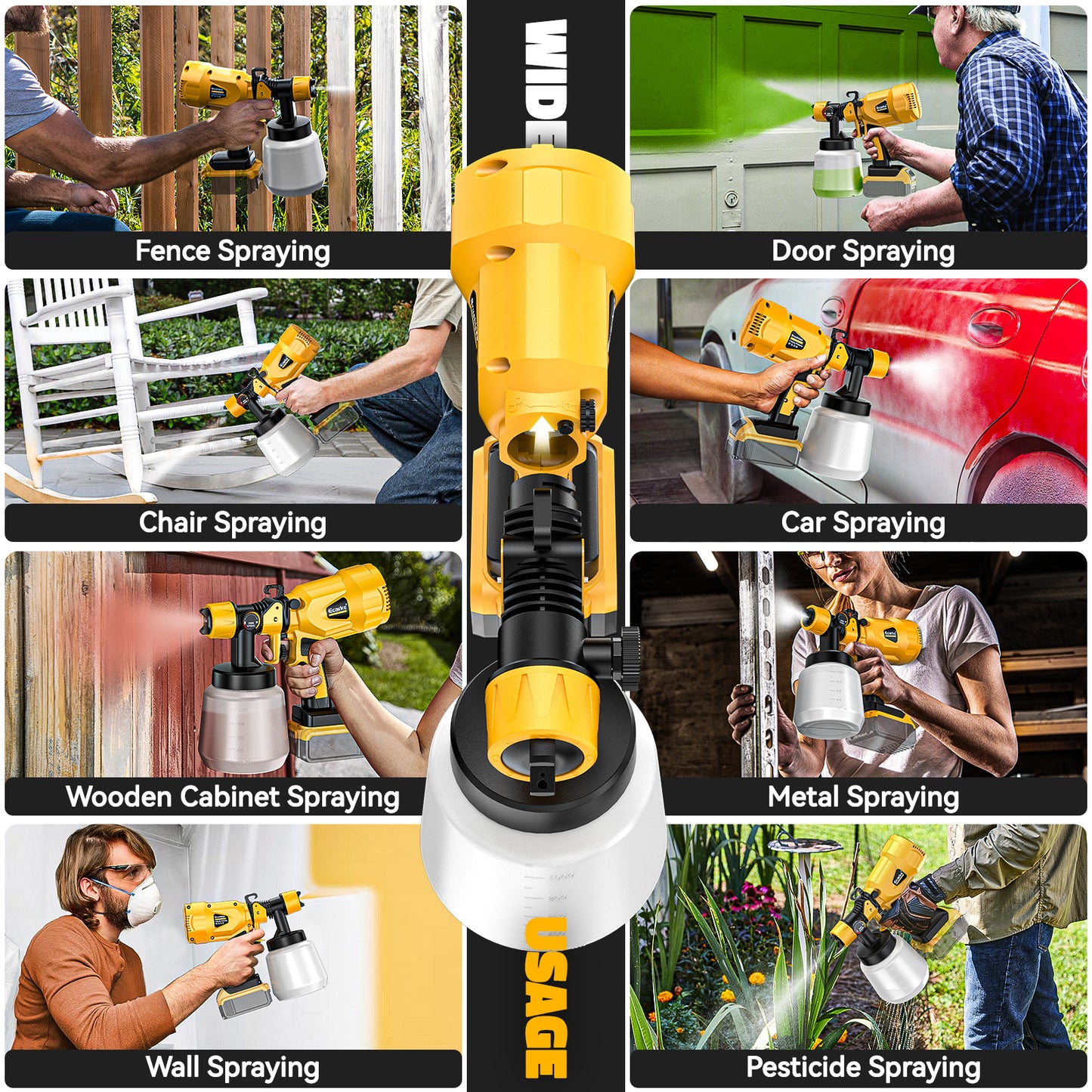 Ecarke Cordless Paint Sprayer for DeWALT Battery
