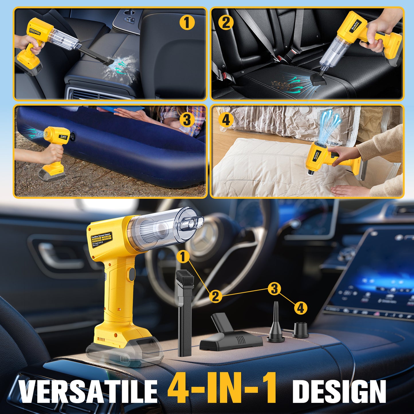 Ecarke Cordless Mini Handheld Vacuum Cleaner for DeWalt 20V Battery