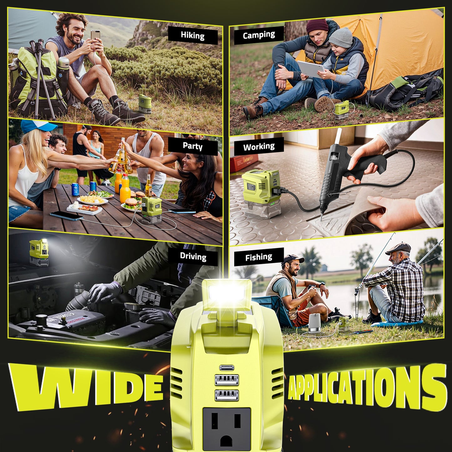 Ecarke 200W Powered Inverter for Ryobi 18V