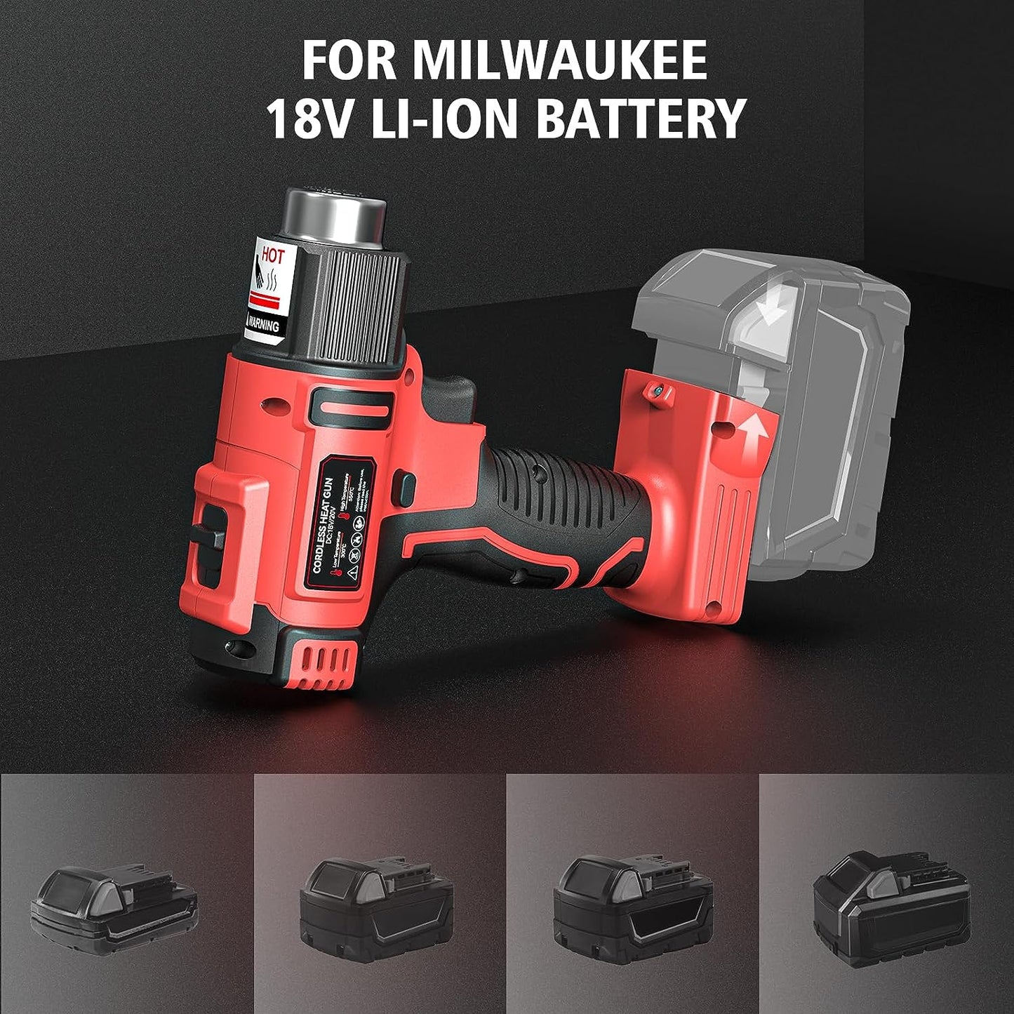 Cordless Heat Gun for Milwaukee M18 18V Battery - Adjustable Temperature