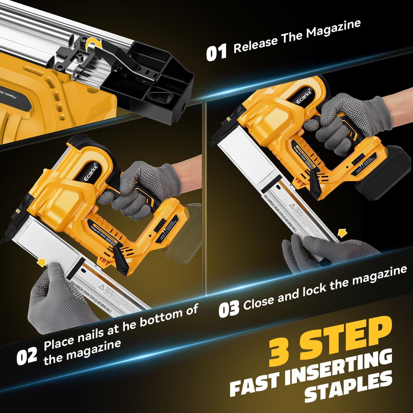 Ecarke 2 in 1 Brad Nailer Cordless Stapler for DeWalt 18V