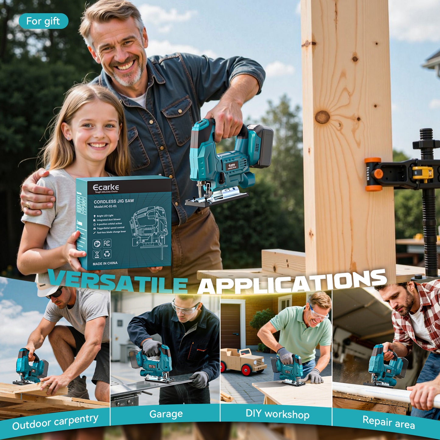 Ecarke Cordless Jig Saw Compatible With Makita 18V Battery (Without Battery)