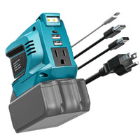 Power Inverter Compatible with Makita 18V Battery: Ecarke Portable Power Supply Inverter Convert - Real 200W DC 18V to AC 110V-120V Battery Powered Outlet with 2 USB AC Power Station(Bare Tool Only)