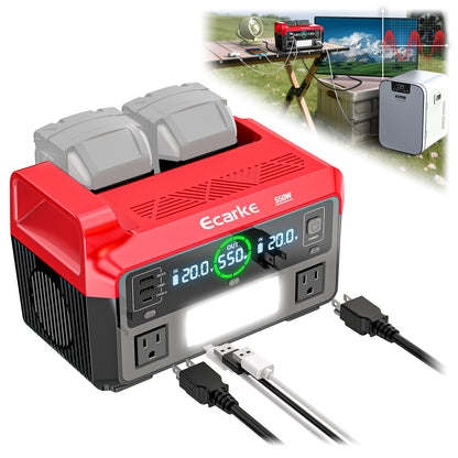 Ecarke 550W Portable Power Inverter Compatible with Milwaukee 18V Battery, Power Station DC18V to AC110V Pure Sine Wave