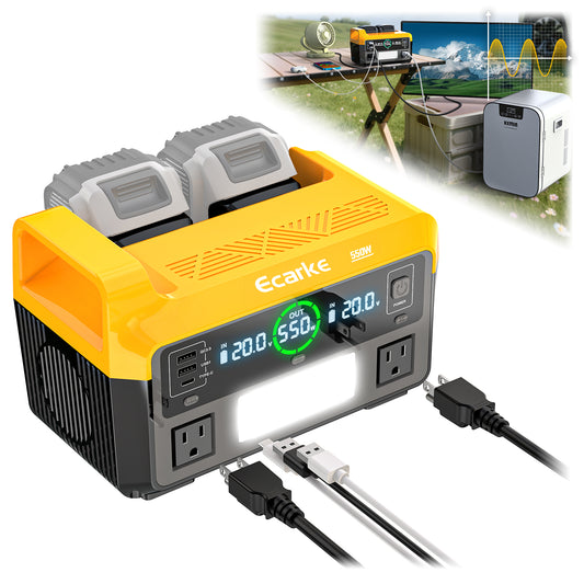 Ecarke 550W Portable Power Inverter Compatible with Dewalt 20V Battery, Power Station DC 20V to AC 110V Pure Sine Wave