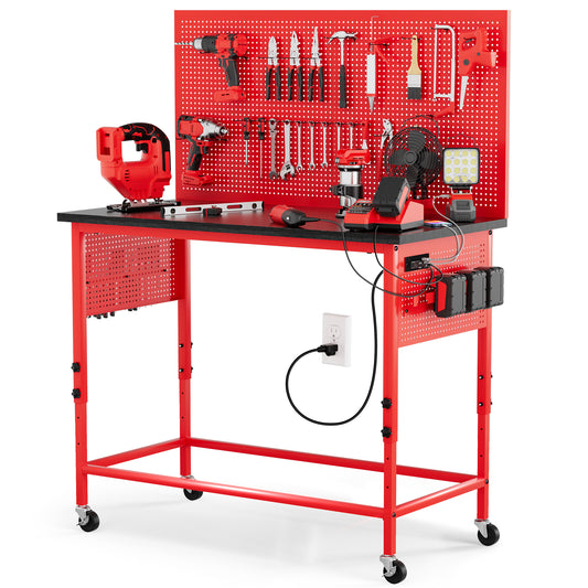 Ferreteriai 47" Heavy Duty Workbench with Power Outlet & USB-C, Exclusive Red Side Battery Holder