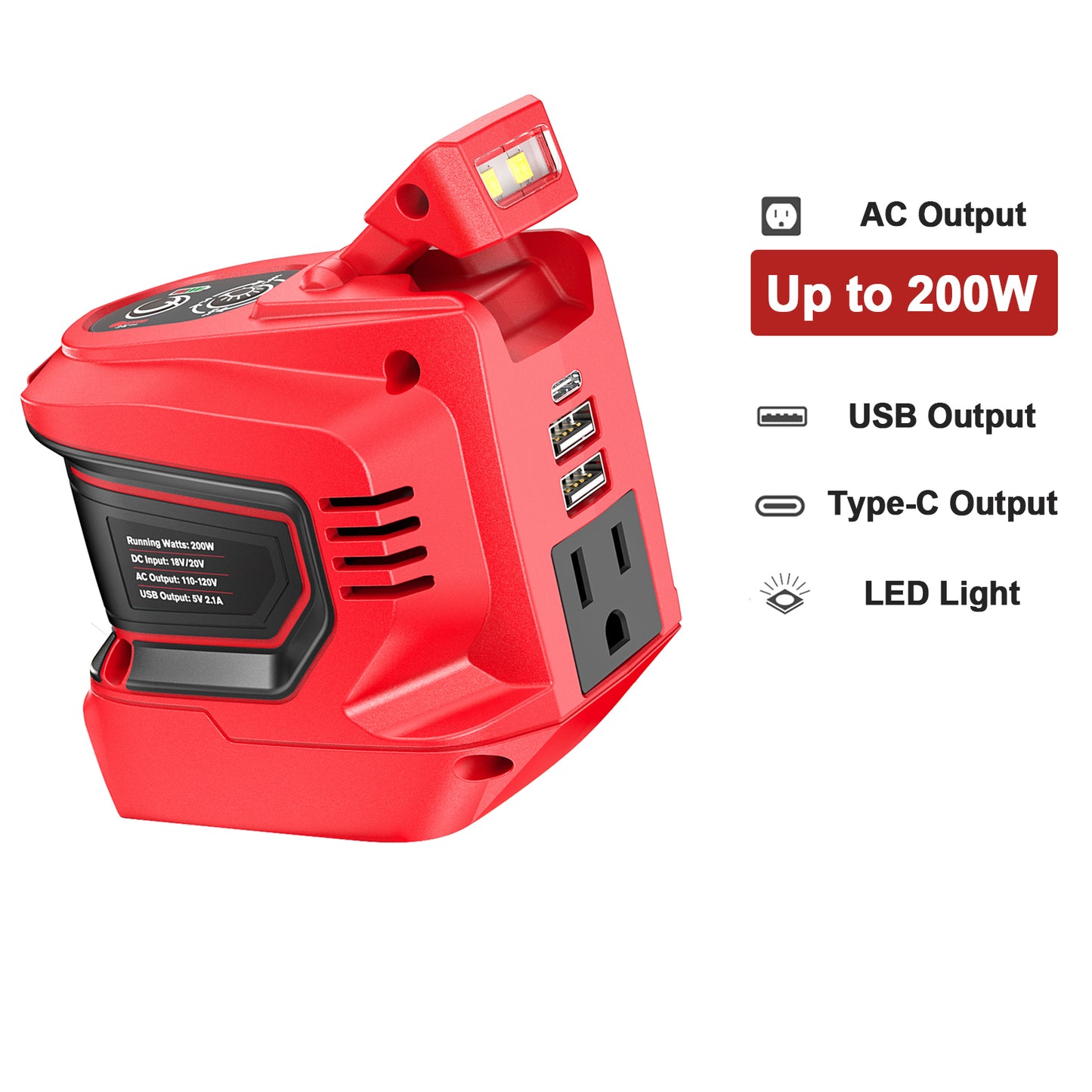 200W Power Inverter for Milwaukee M18 18V Battery