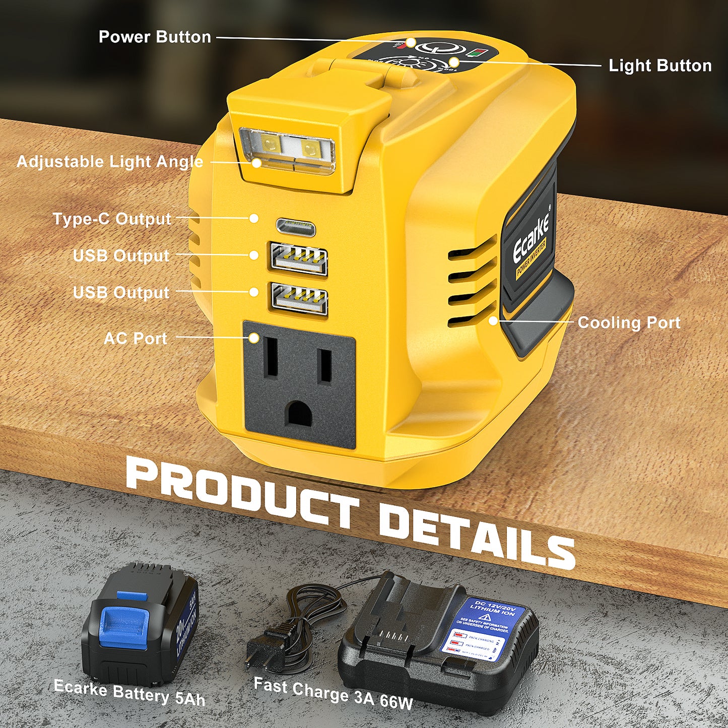 Ecarke 200W Portable Power Station Generator for DeWALT 20V