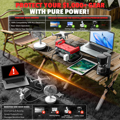 Ecarke 550W Portable Power Inverter Compatible with Milwaukee 18V Battery, Power Station DC18V to AC110V Pure Sine Wave