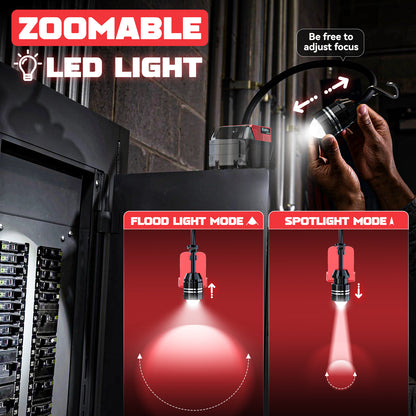 Ecarke 2PCS LED Work Light with Flexible Gooseneck for Milwaukee 18V Battery