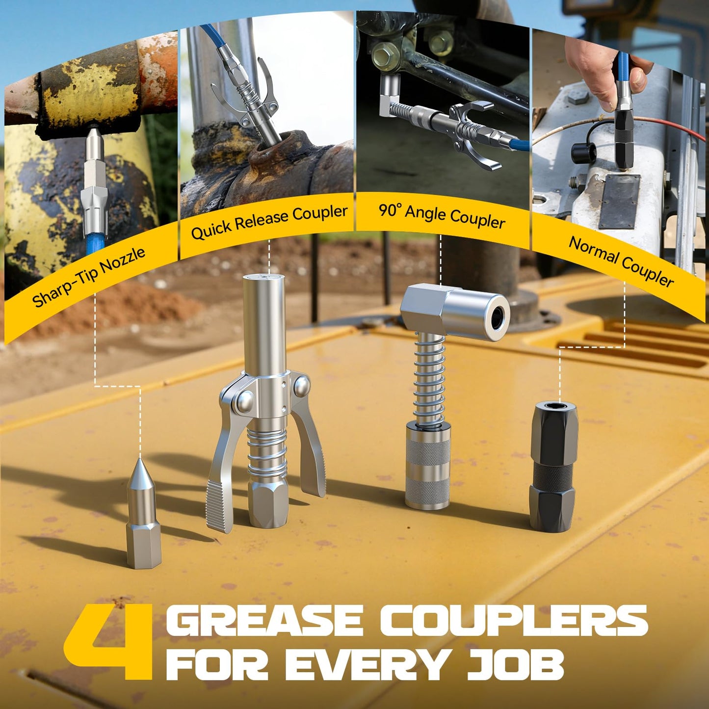 Ecarke Cordless Grease Gun Compatible with DeWalt 20V Battery, 3‑Speed Adjustable Flow, 12,000 PSI Max, 39” Hose (No Battery)