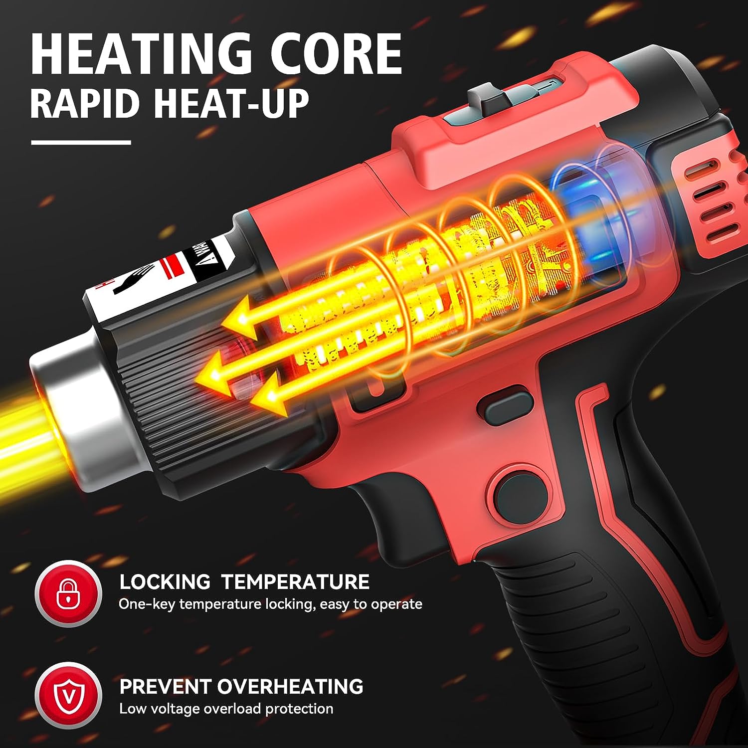 Cordless Heat Gun for Dewalt 20V Battery (LCD Digital Variable Temperature)