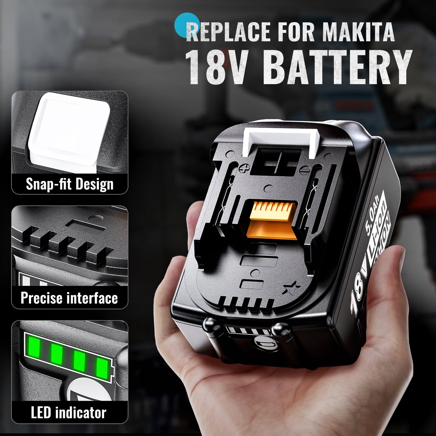 Ecarke 5.0Ah Battery Replacement for Makita 18V Battery