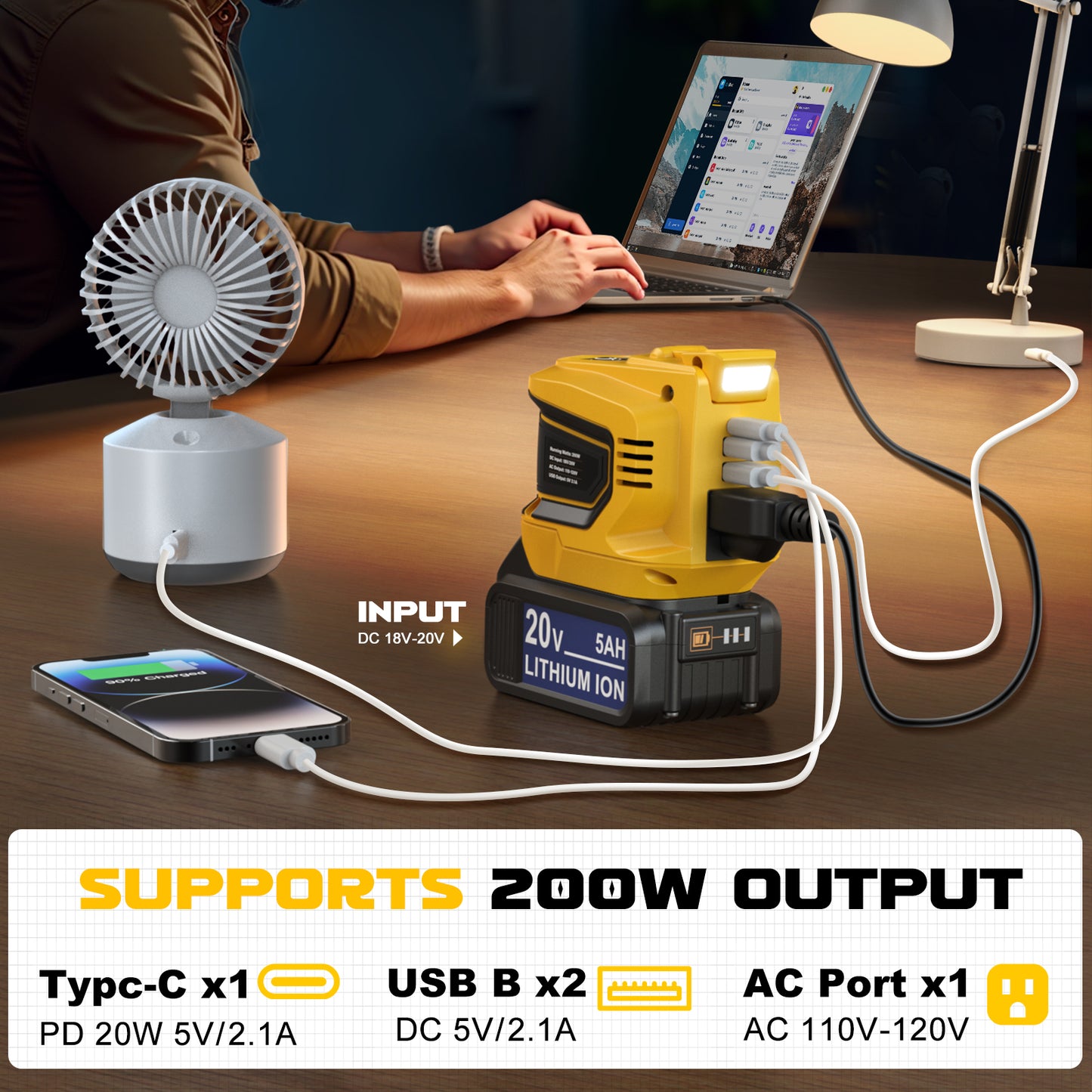 Ecarke 200W Portable Power Station Generator for DeWALT 20V