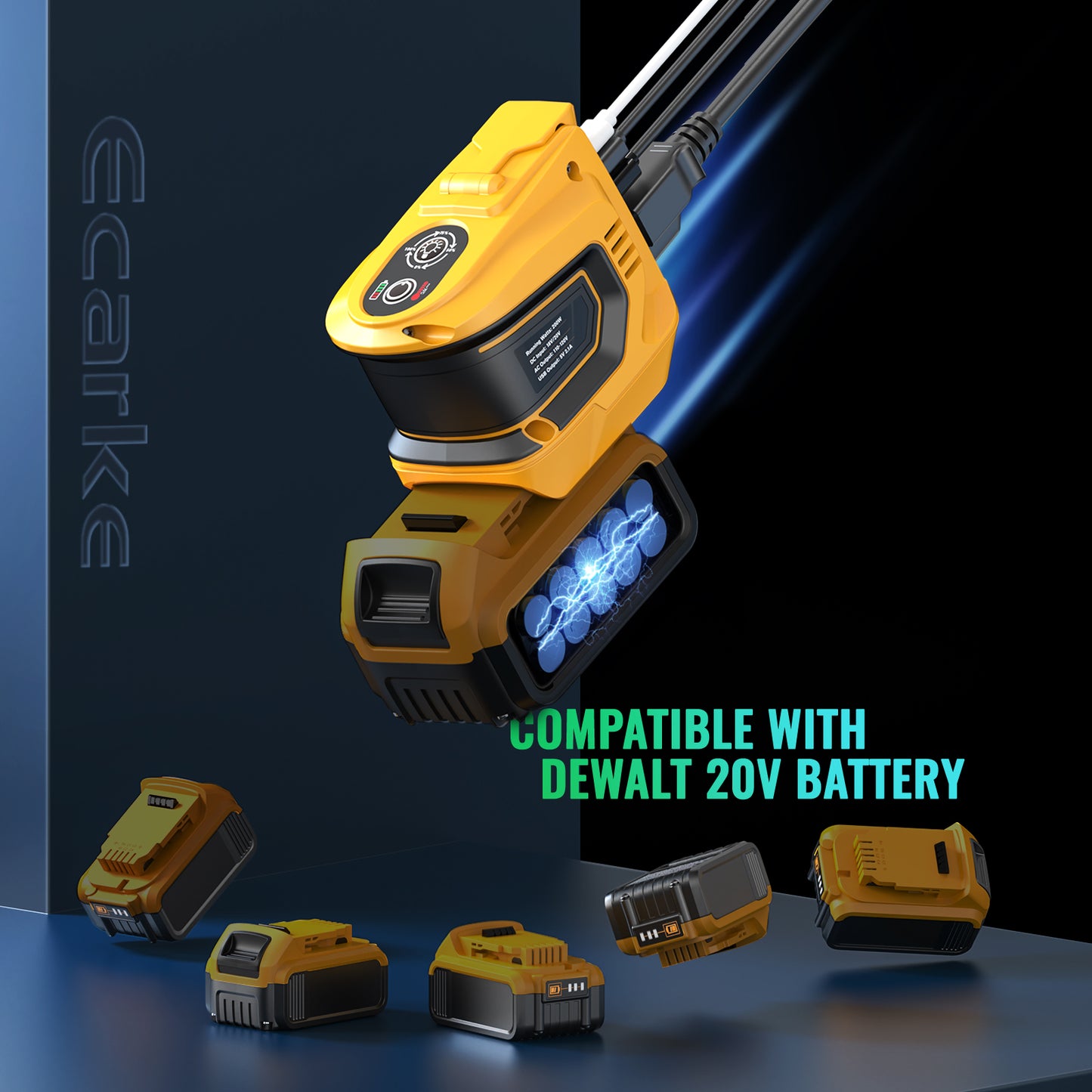 200W Portable Power Inverter for Dewalt 20V Battery