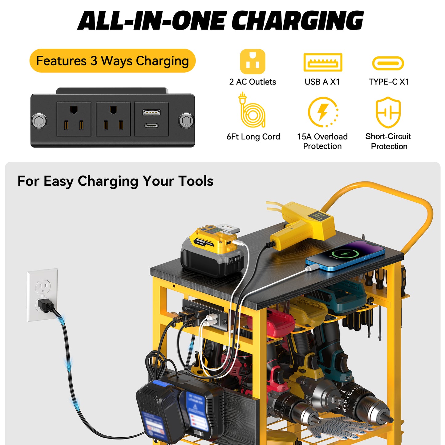 Workbench with Pegboard for DeWalt Tools